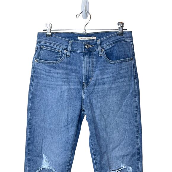 Levis Ribcage Button Fly Straight Leg Jeans Blue Light Wash High Rise Women's 28 - Picture 4 of 10